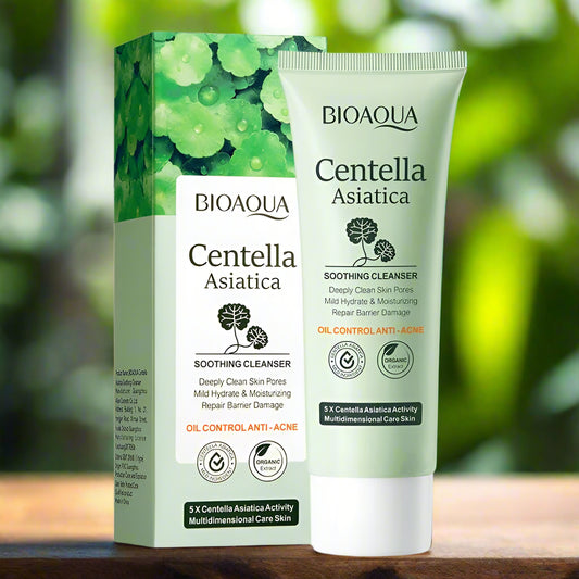 BIOAOUA Nourishing Centella Asiatica Facial Cleanser for Deep Pore Cleansing and Soothing Skin Care 100G
