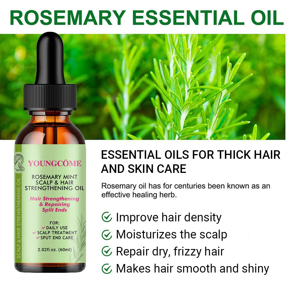 Hair Care Essential Oil Rosemary Mint Hair Strengthening Oil Nourishing Treatment for Split Ends and Dry Organics Hair Care