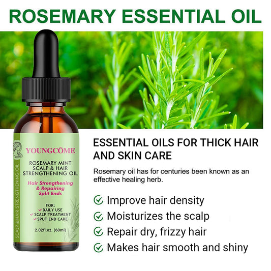 Hair Care Essential Oil Rosemary Mint Hair Strengthening Oil Nourishing Treatment for Split Ends and Dry Organics Hair Care